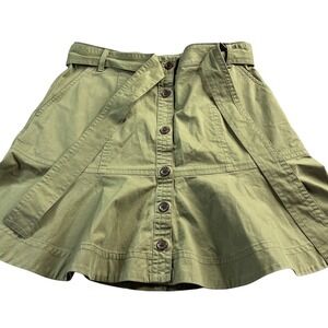 Banana Republic Women's Olive Green Button Front Utility Skirt Belted Size 12